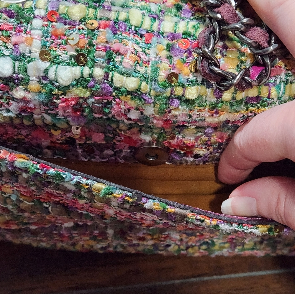 Patricia Nash Lorenza tweed sequin flap shoulder bag - Picture 15 of 16